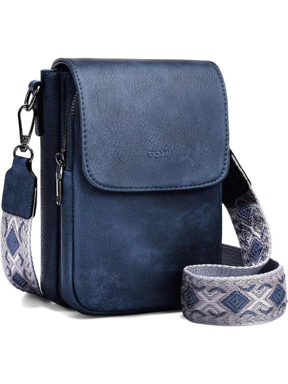 GEMIU Women's Blue Grained Leather Small Stylish Shoulder Crossbody Purses